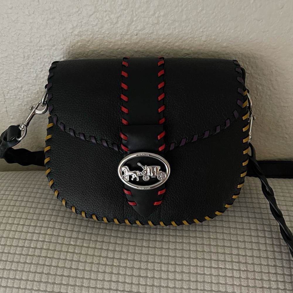 Coach Crossbody Purse Bag Black Leather